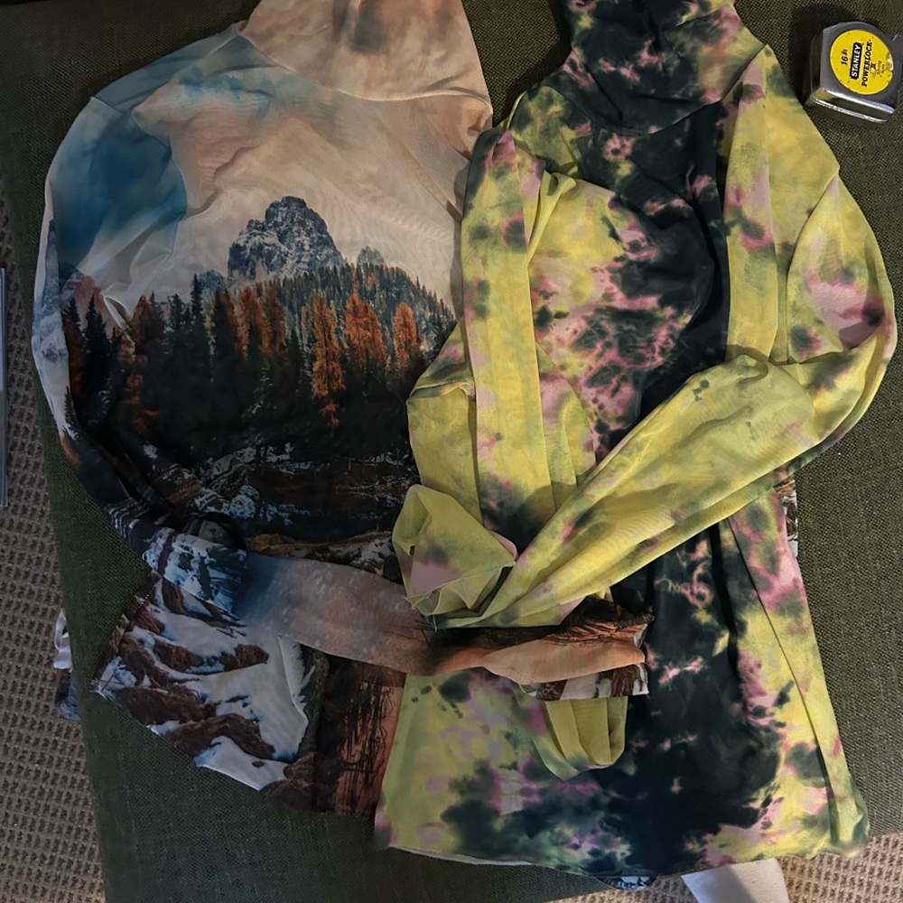 AFRM mesh patterned layering turtlenecks